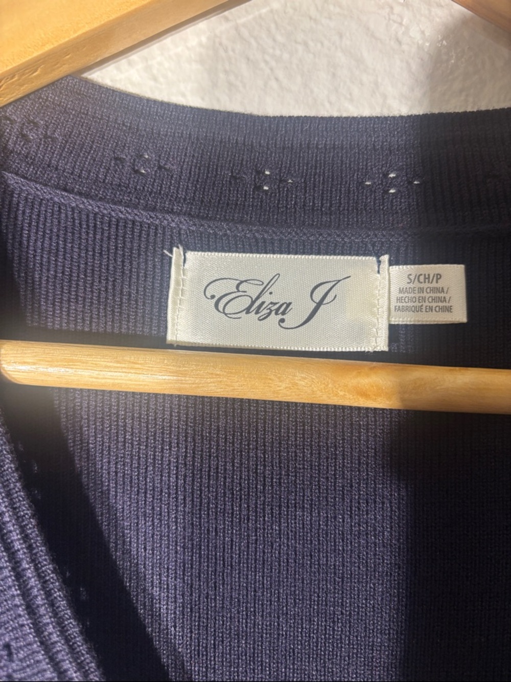 Eliza J Classic Navy V-Neck A-Line Fit-and-Flare  Knit Sweater Dress - Picture 6 of 16